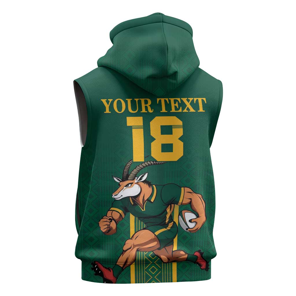 Custom South Africa Rugby Sleeveless Zip Hoodie Go Springboks - African Pride