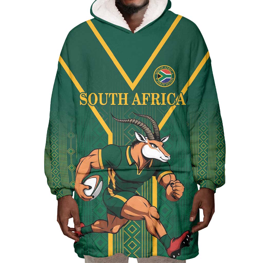Custom South Africa Rugby Wearable Blanket Hoodie Go Springboks - African Pride