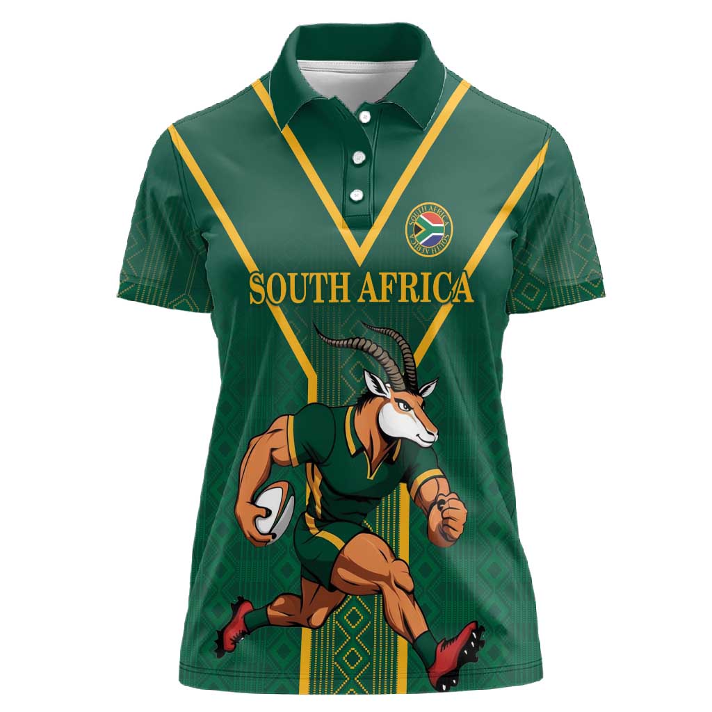 Custom South Africa Rugby Women Polo Shirt Go Springboks LT18