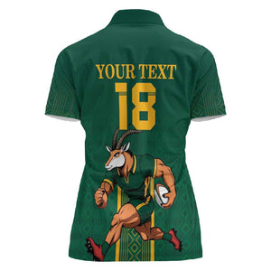 Custom South Africa Rugby Women Polo Shirt Go Springboks LT18