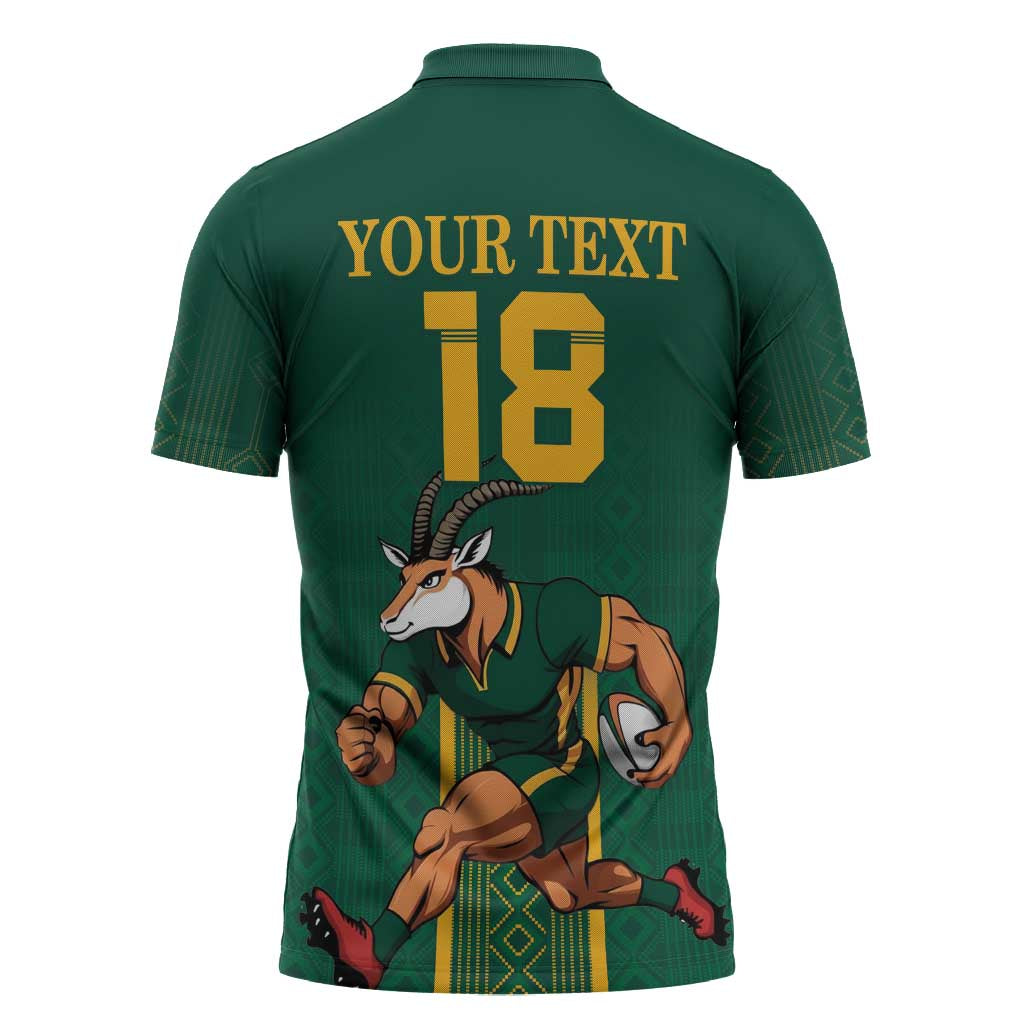 Custom South Africa Rugby Zipper Polo Shirt Go Springboks - African Pride