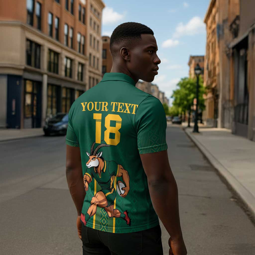 Custom South Africa Rugby Zipper Polo Shirt Go Springboks - African Pride