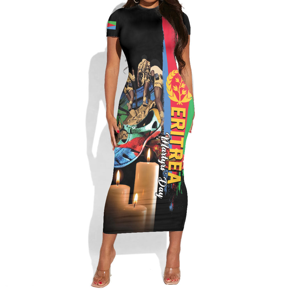 Personalized Eritrea Martyrs Day Short Sleeve Bodycon Dress Honoring the Fallen