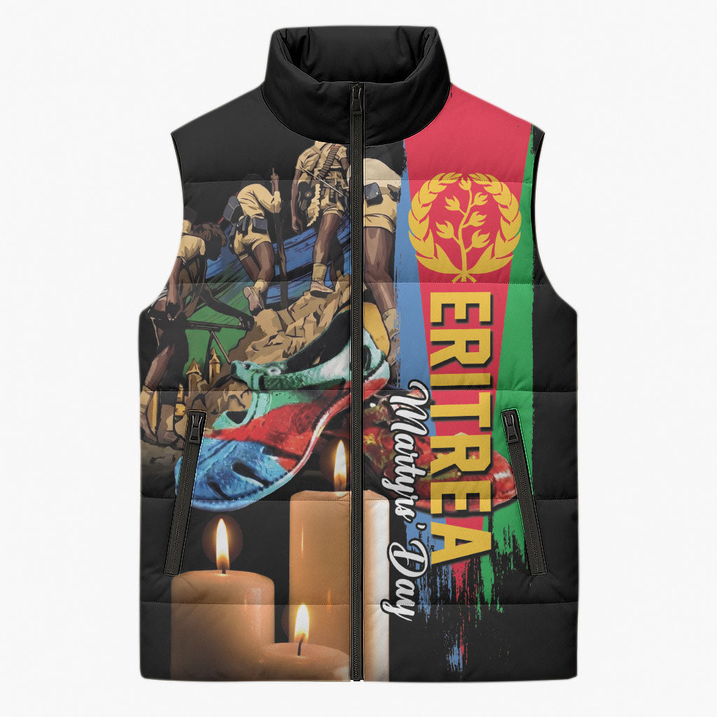 Personalized Eritrea Martyrs Day Sleeveless Puffer Jacket Honoring the Fallen