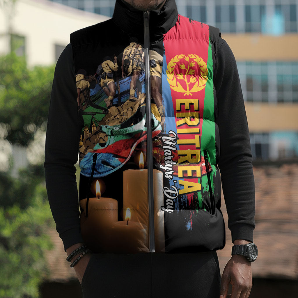 Personalized Eritrea Martyrs Day Sleeveless Puffer Jacket Honoring the Fallen