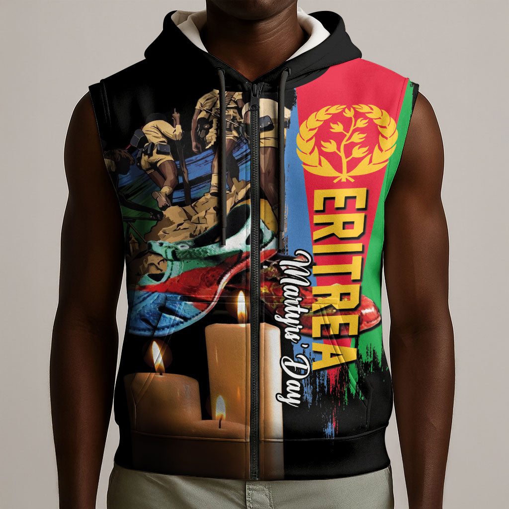 Personalized Eritrea Martyrs Day Sleeveless Zip Hoodie Honoring the Fallen