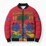 Afro-Haitians Independence Day Bomber Puffer Jacket Le Marron Inconnu Unity Makes Strength