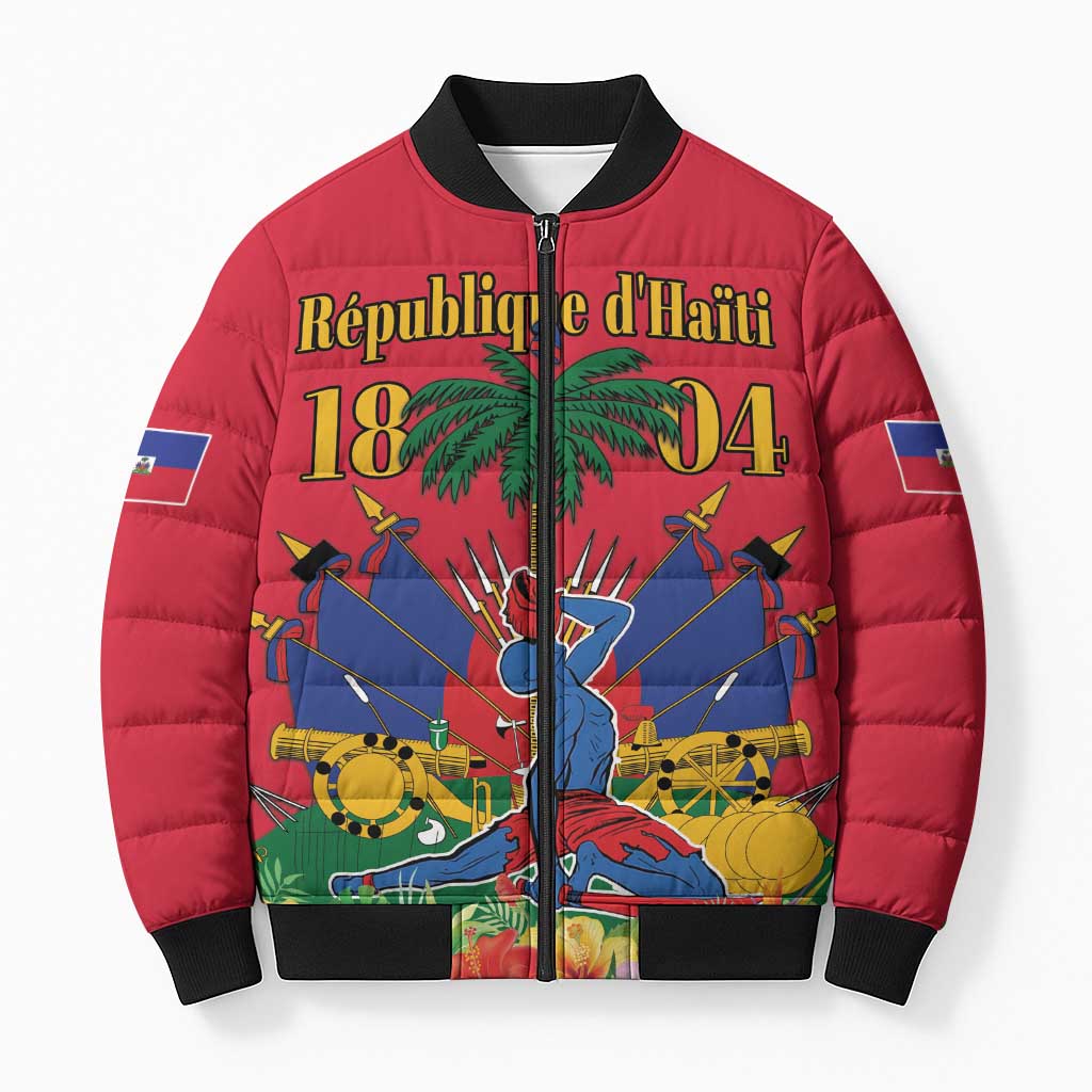 Afro-Haitians Independence Day Bomber Puffer Jacket Le Marron Inconnu Unity Makes Strength