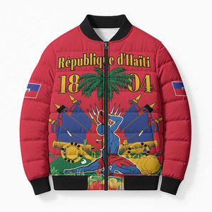 Afro-Haitians Independence Day Bomber Puffer Jacket Le Marron Inconnu Unity Makes Strength