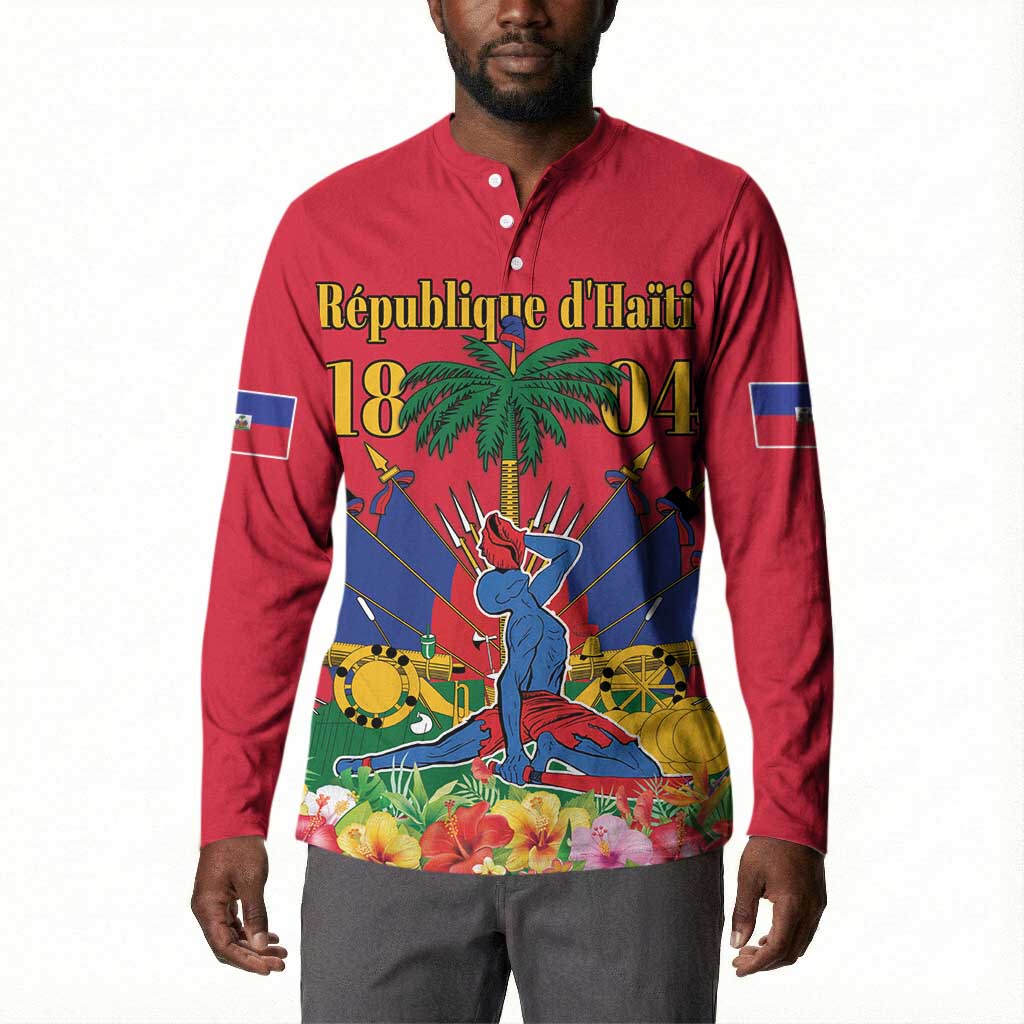Afro-Haitians Independence Day Button Sweatshirt Le Marron Inconnu Unity Makes Strength