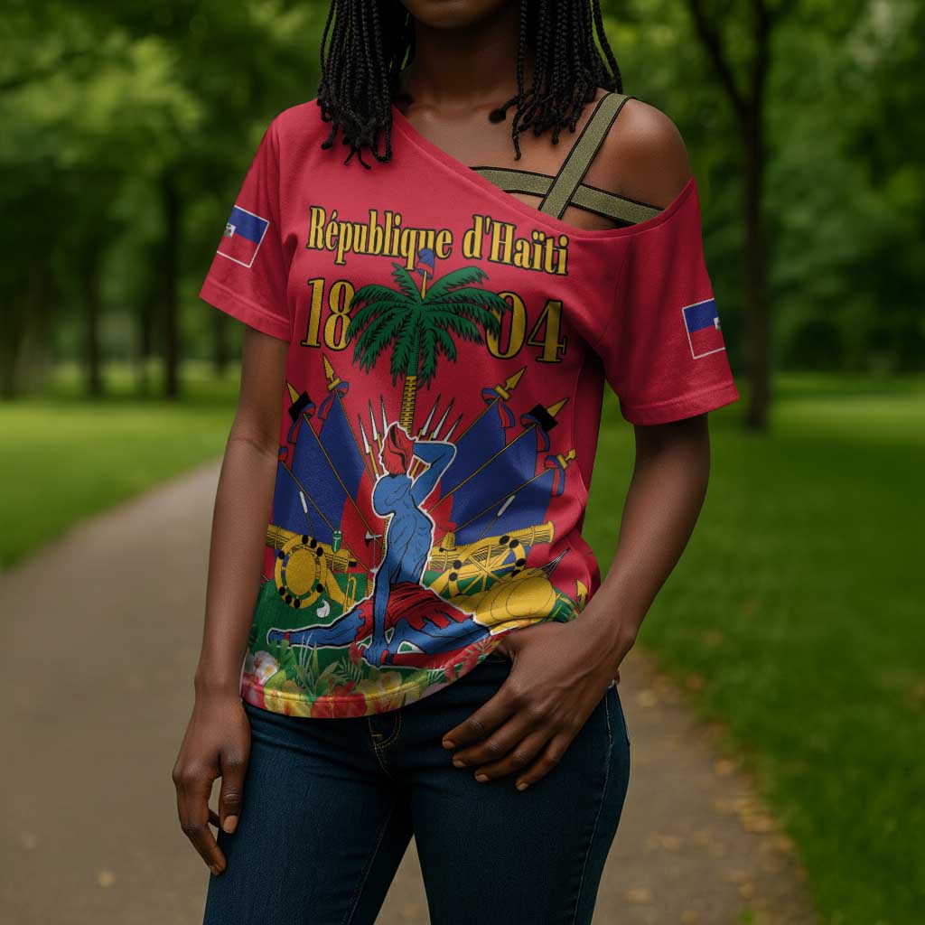 Afro-Haitians Independence Day Cross Shoulder Shirt Le Marron Inconnu Unity Makes Strength