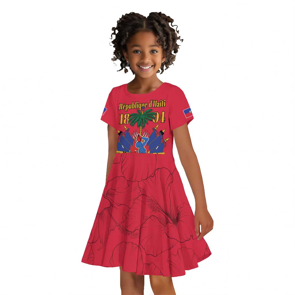 Afro-Haitians Independence Day Kid Short Sleeve Dress Le Marron Inconnu Unity Makes Strength - African Pride