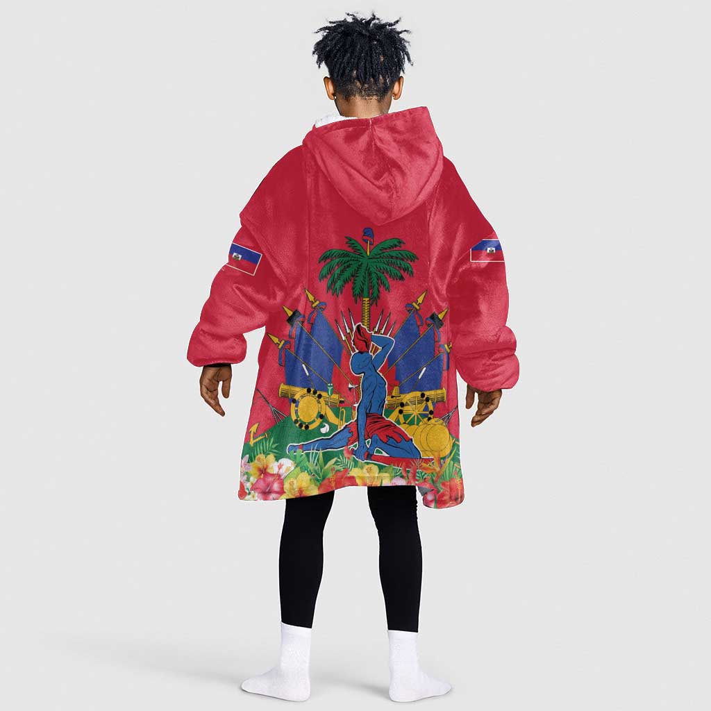 Afro-Haitians Independence Day Kid Wearable Blanket Hoodie Le Marron Inconnu Unity Makes Strength - African Pride