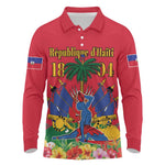 Afro-Haitians Independence Day Long Sleeve Polo Shirt Le Marron Inconnu Unity Makes Strength - African Pride