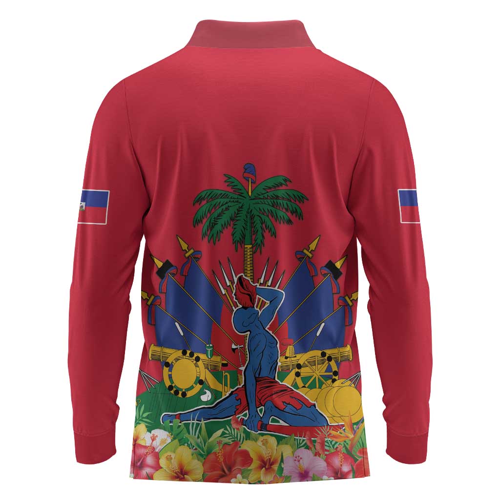 Afro-Haitians Independence Day Long Sleeve Polo Shirt Le Marron Inconnu Unity Makes Strength - African Pride