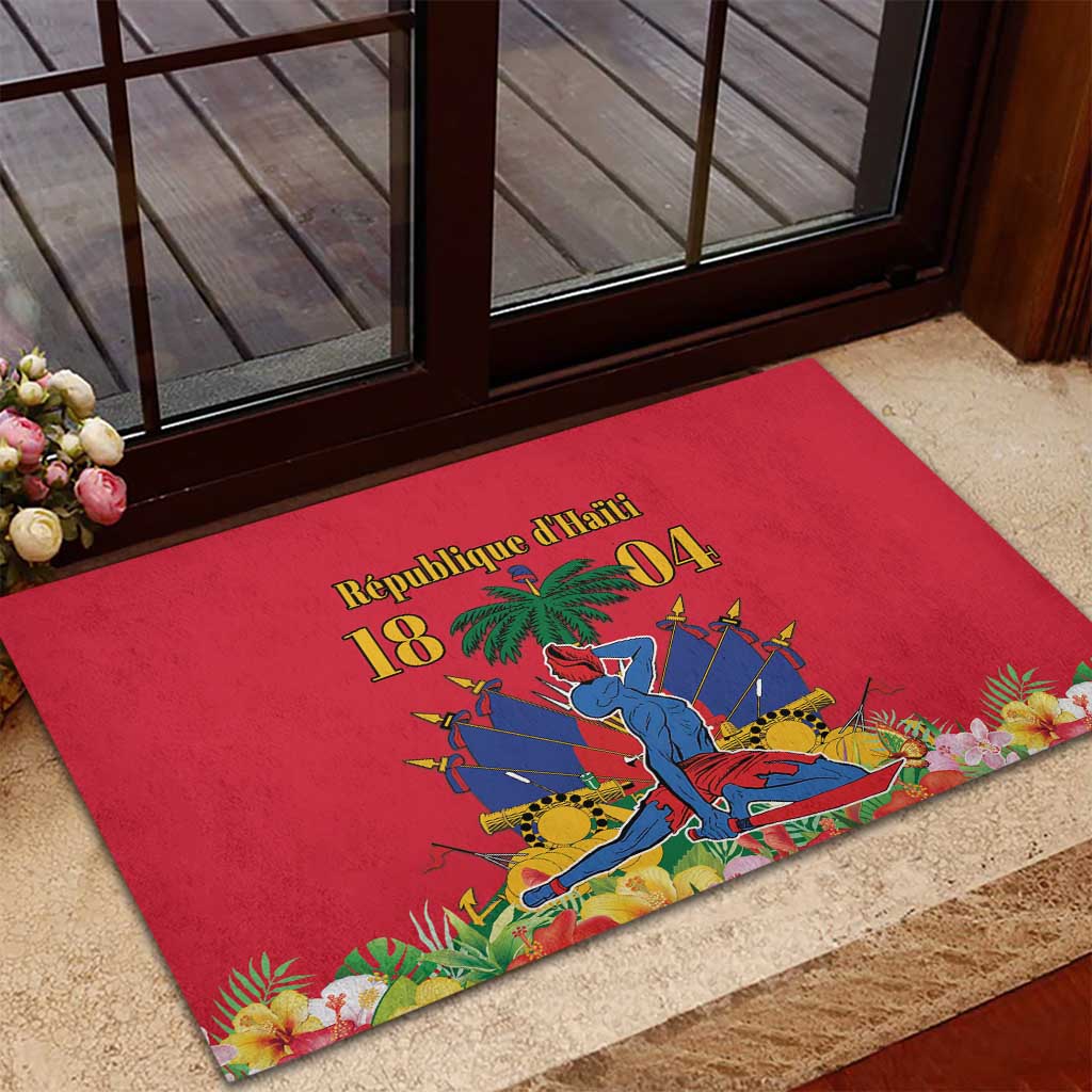 Afro-Haitians Independence Day Rubber Doormat Le Marron Inconnu Unity Makes Strength - African Pride