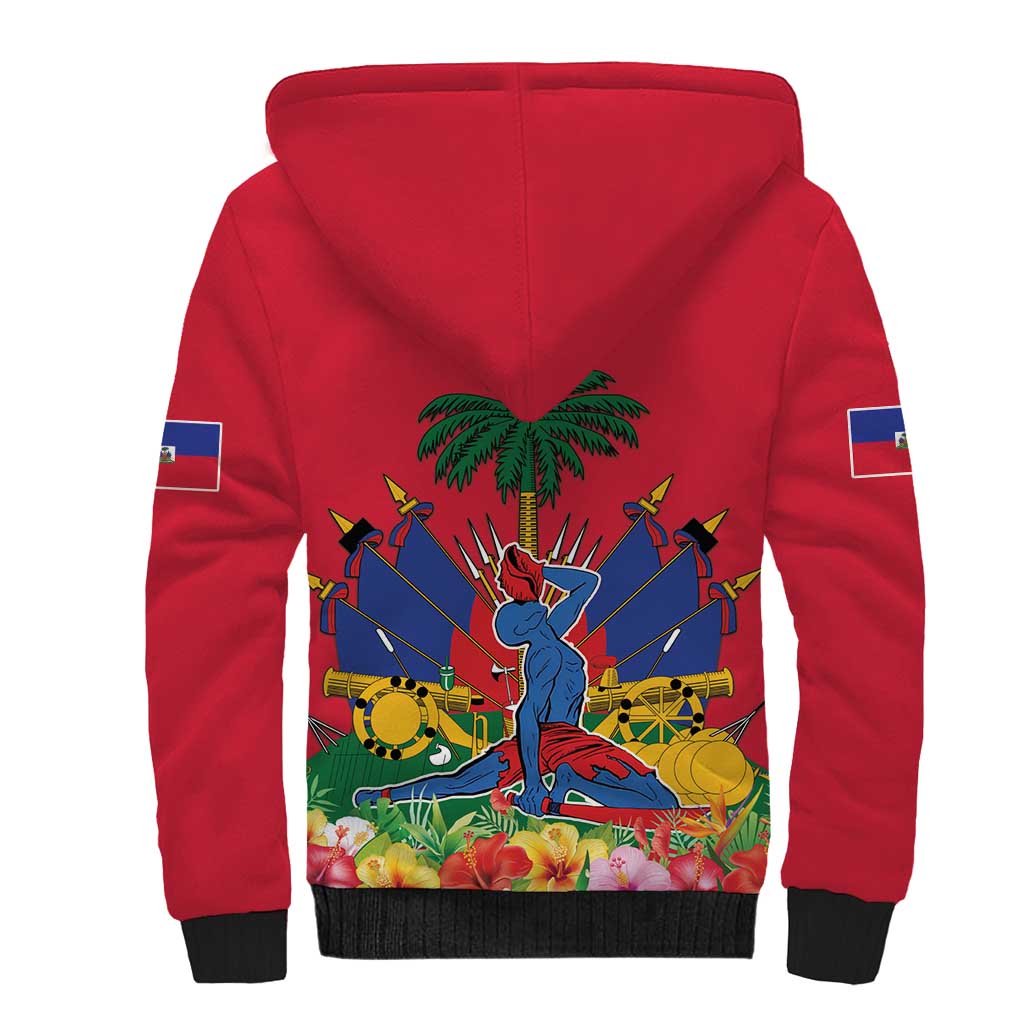 Afro-Haitians Independence Day Sherpa Hoodie Le Marron Inconnu Unity Makes Strength - African Pride