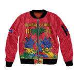 Afro-Haitians Independence Day Sleeve Zip Bomber Jacket Le Marron Inconnu Unity Makes Strength - African Pride