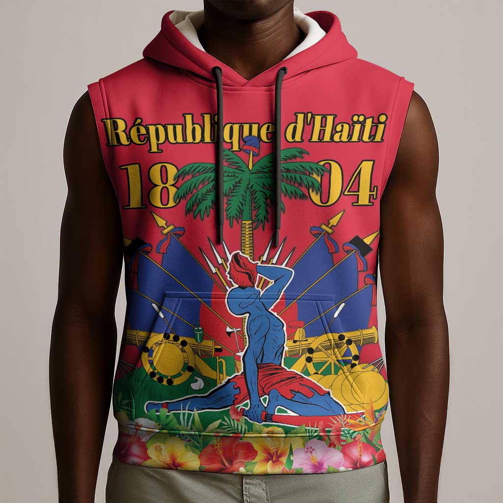 Afro-Haitians Independence Day Sleeveless Hoodie Le Marron Inconnu Unity Makes Strength - African Pride