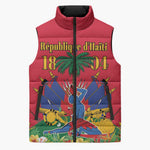 Afro-Haitians Independence Day Sleeveless Puffer Jacket Le Marron Inconnu Unity Makes Strength