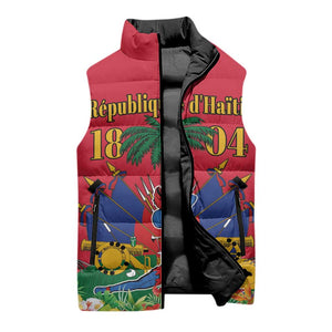 Afro-Haitians Independence Day Sleeveless Puffer Jacket Le Marron Inconnu Unity Makes Strength