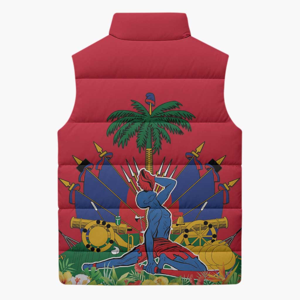 Afro-Haitians Independence Day Sleeveless Puffer Jacket Le Marron Inconnu Unity Makes Strength
