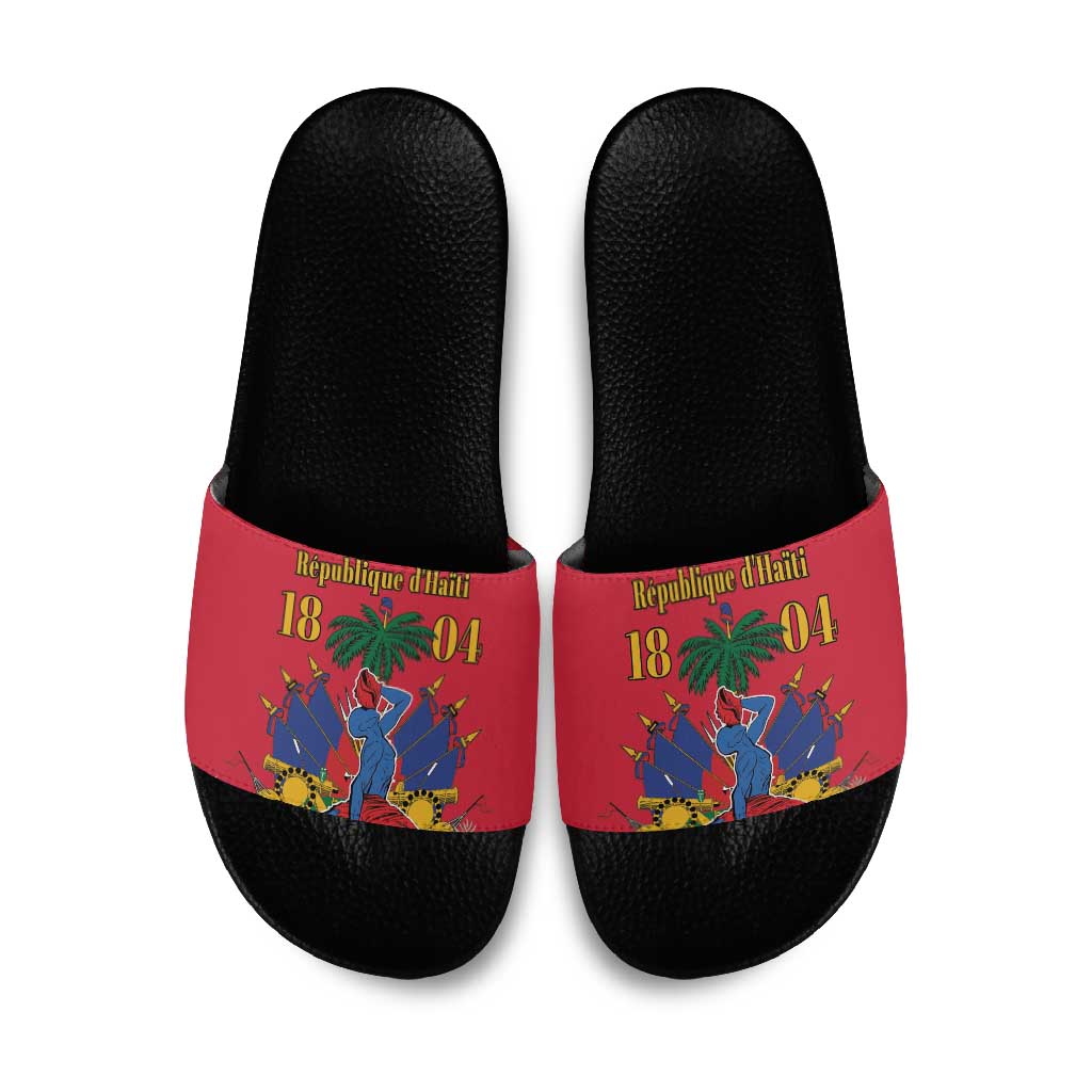 Afro-Haitians Independence Day Slide Sandals Le Marron Inconnu Unity Makes Strength