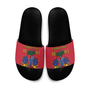 Afro-Haitians Independence Day Slide Sandals Le Marron Inconnu Unity Makes Strength