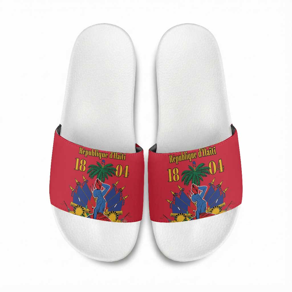 Afro-Haitians Independence Day Slide Sandals Le Marron Inconnu Unity Makes Strength