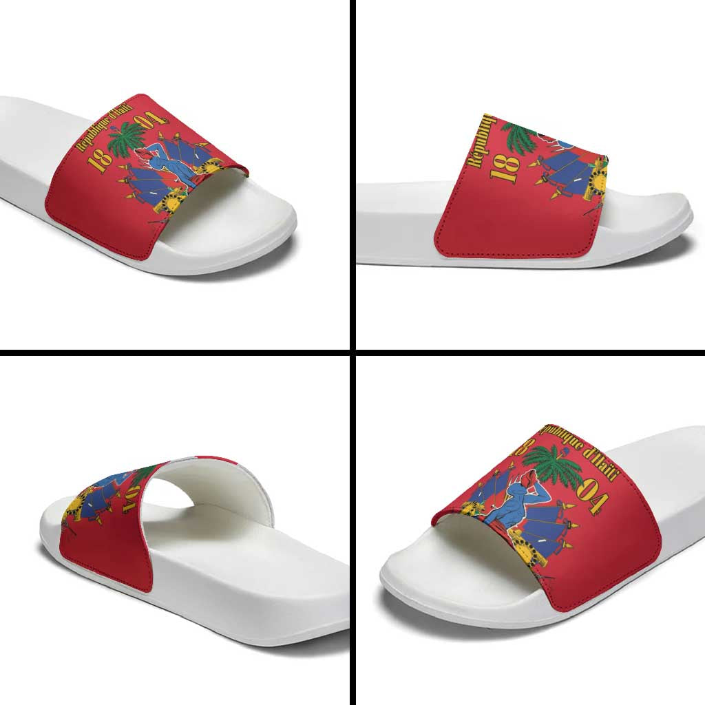 Afro-Haitians Independence Day Slide Sandals Le Marron Inconnu Unity Makes Strength