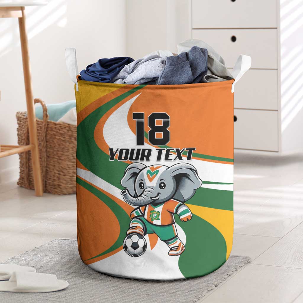 Custom Ivory Coast Football Laundry Basket Les Elephants Mascot - African Pride