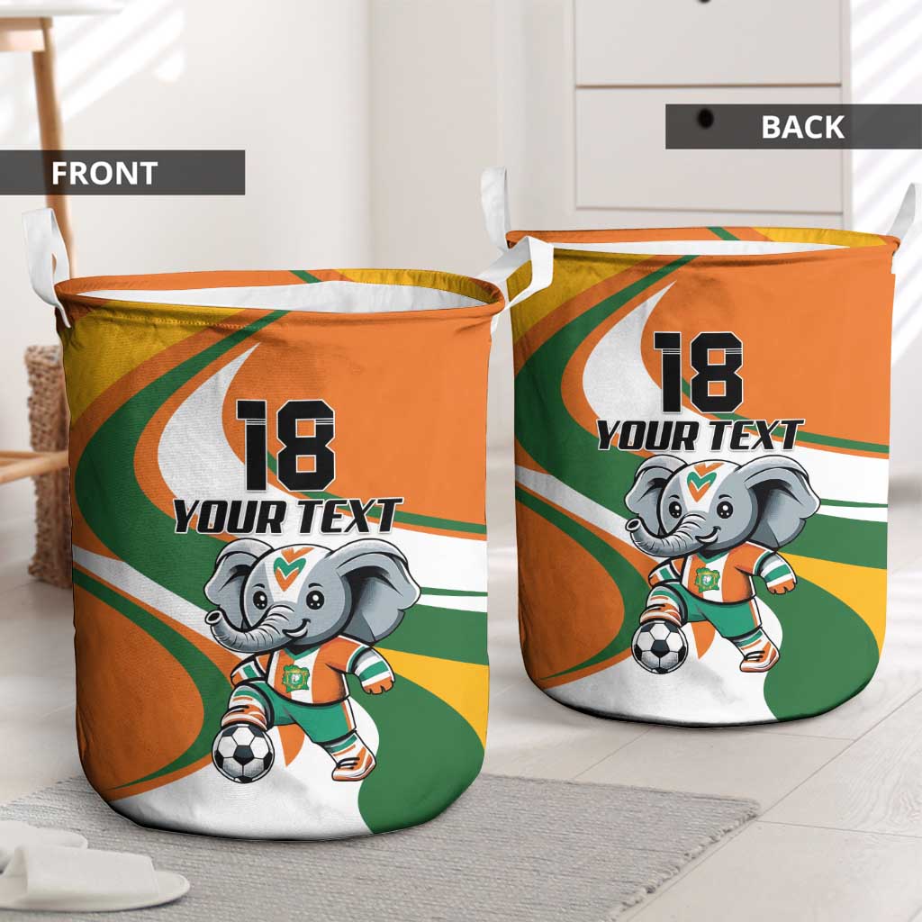 Custom Ivory Coast Football Laundry Basket Les Elephants Mascot - African Pride