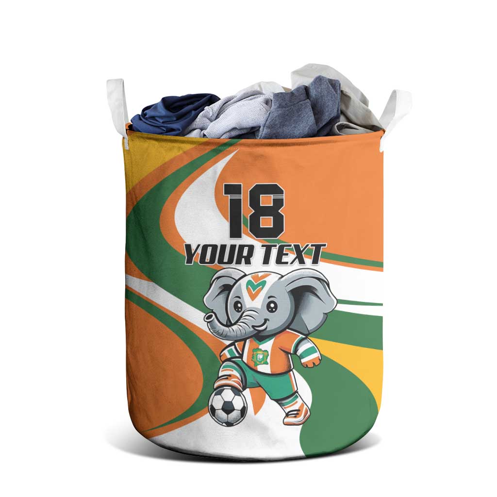 Custom Ivory Coast Football Laundry Basket Les Elephants Mascot - African Pride
