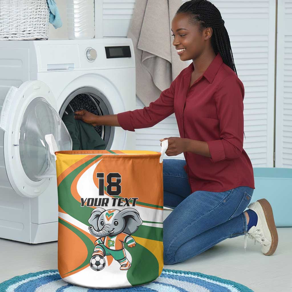 Custom Ivory Coast Football Laundry Basket Les Elephants Mascot - African Pride