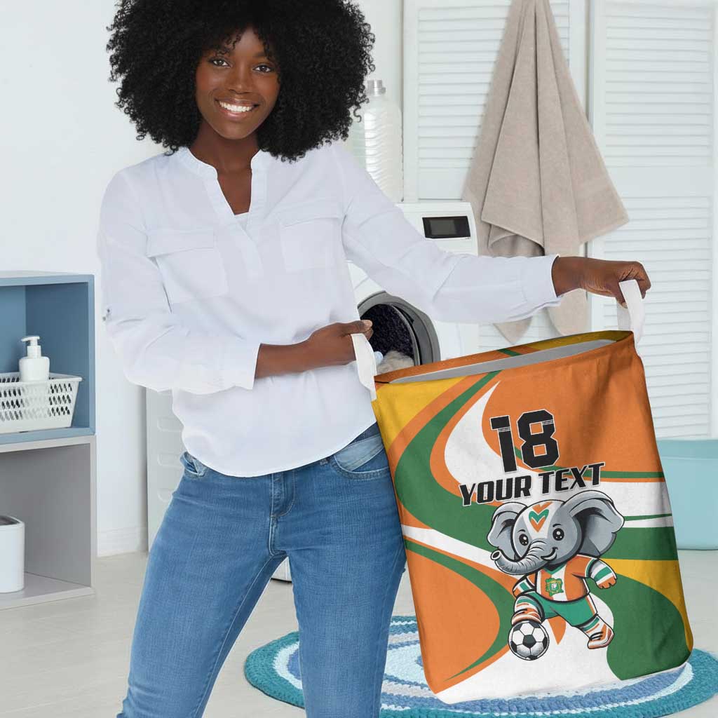 Custom Ivory Coast Football Laundry Basket Les Elephants Mascot - African Pride