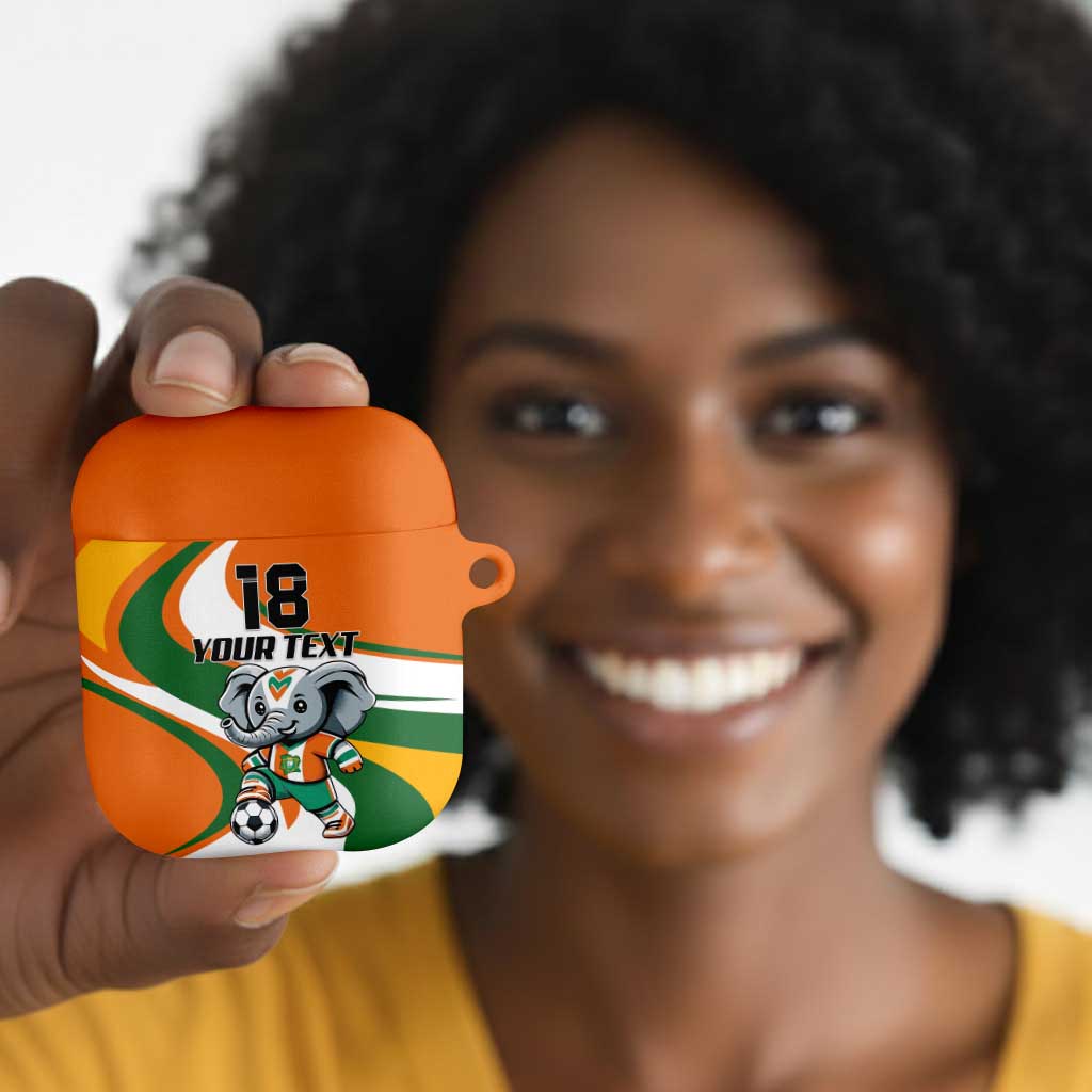 Custom Ivory Coast Football AirPods Case Les Elephants Mascot - African Pride