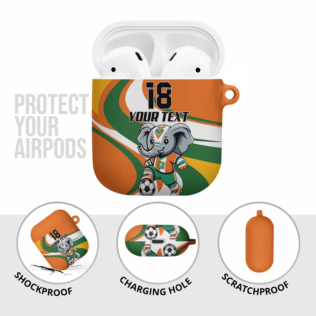 Custom Ivory Coast Football AirPods Case Les Elephants Mascot - African Pride