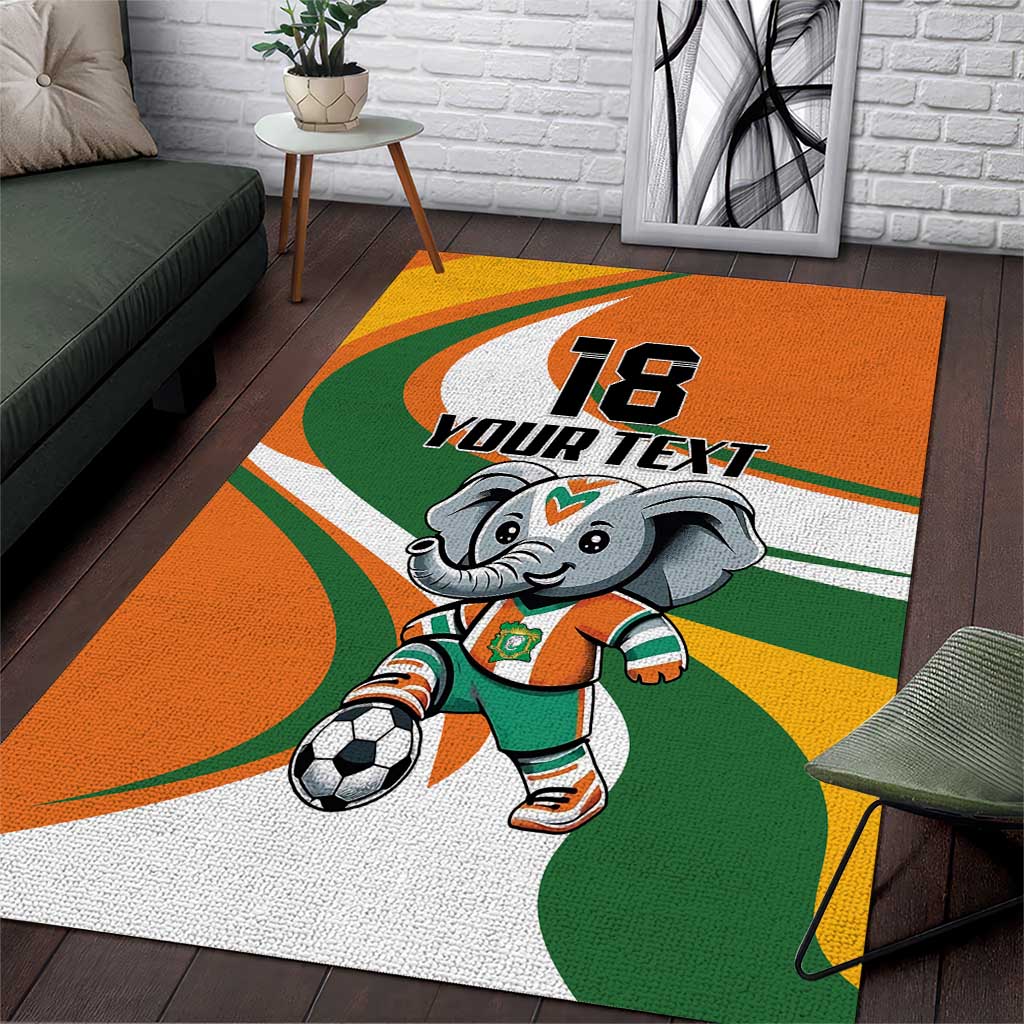 Custom Ivory Coast Football Area Rug Les Elephants Mascot - African Pride