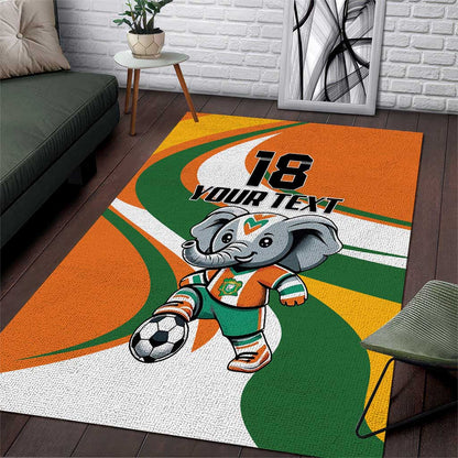 Custom Ivory Coast Football Area Rug Les Elephants Mascot - African Pride