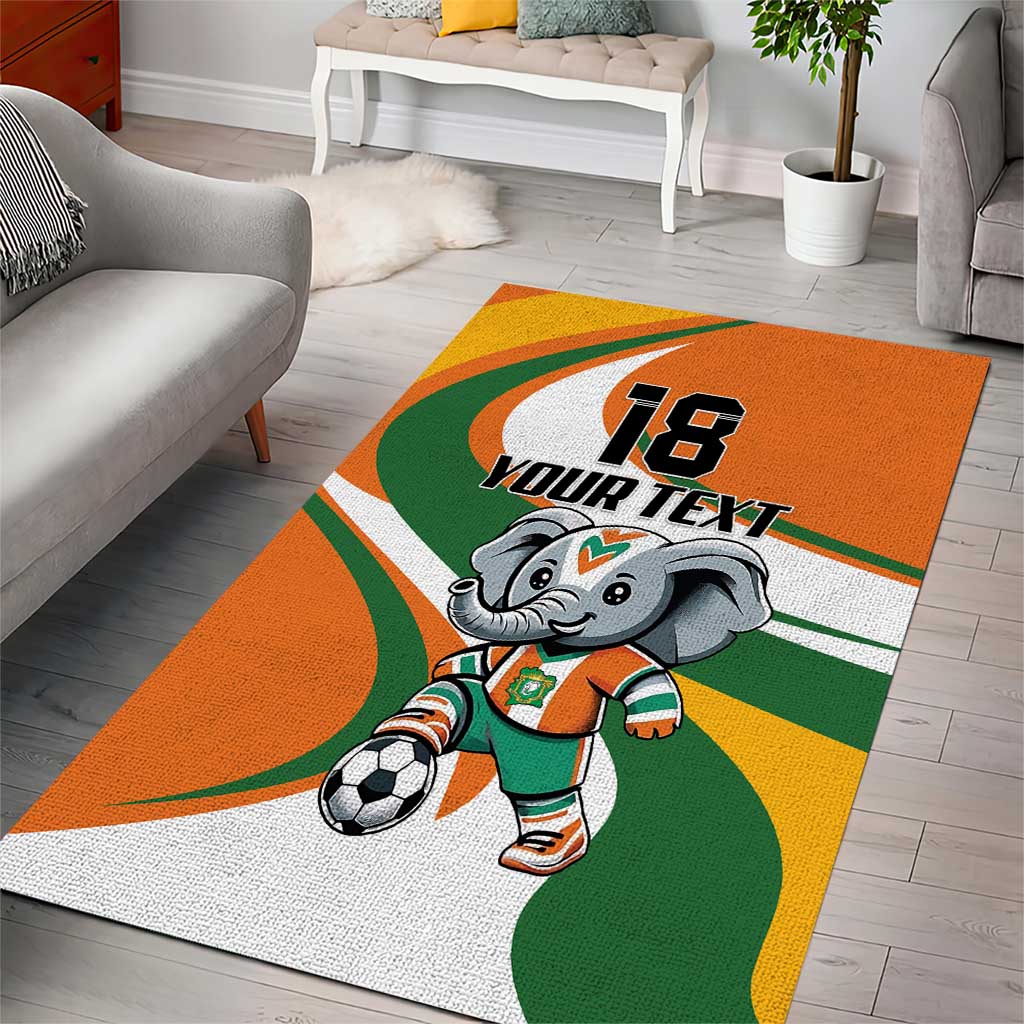 Custom Ivory Coast Football Area Rug Les Elephants Mascot - African Pride