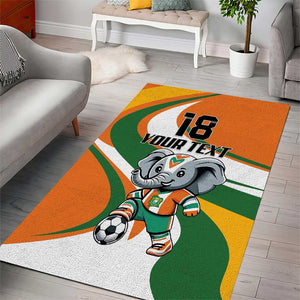 Custom Ivory Coast Football Area Rug Les Elephants Mascot - African Pride