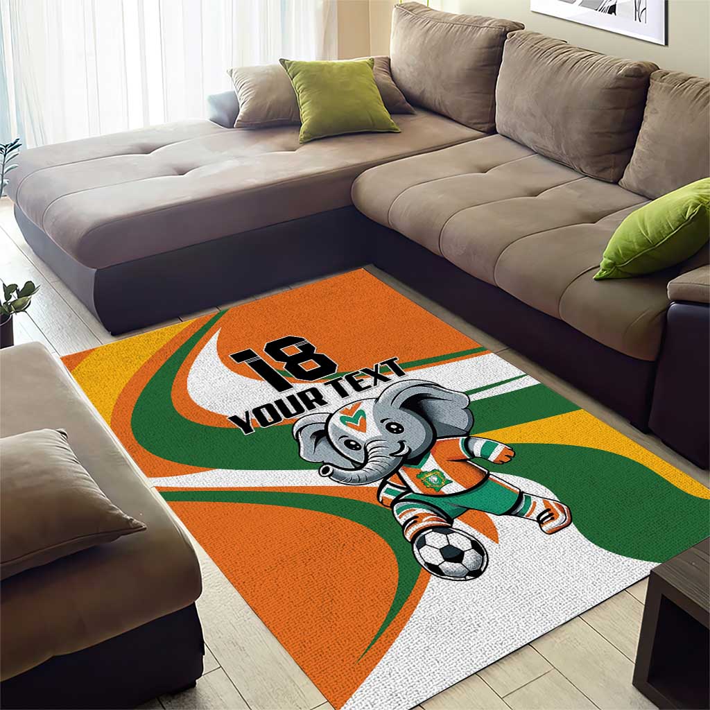 Custom Ivory Coast Football Area Rug Les Elephants Mascot - African Pride
