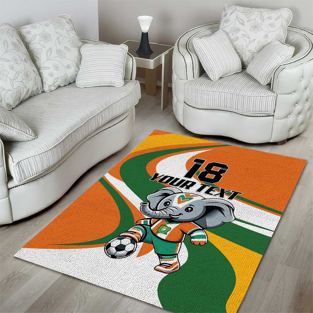 Custom Ivory Coast Football Area Rug Les Elephants Mascot - African Pride