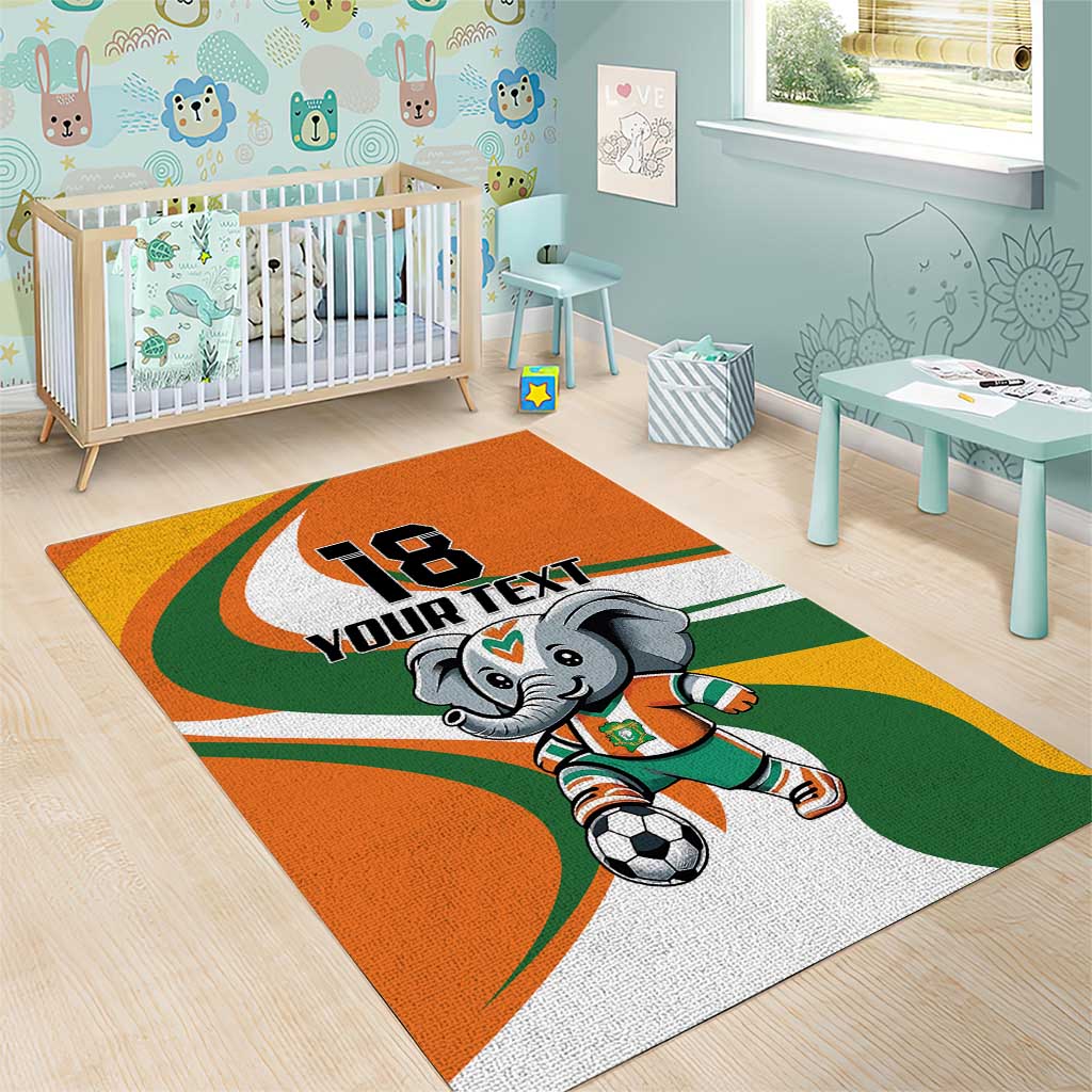 Custom Ivory Coast Football Area Rug Les Elephants Mascot - African Pride
