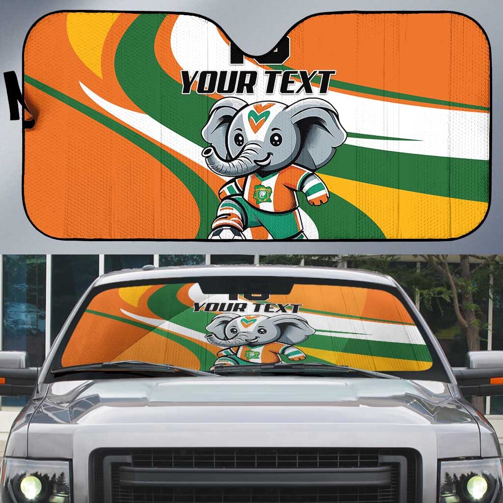 Custom Ivory Coast Football Auto Sun Shade Les Elephants Mascot - African Pride