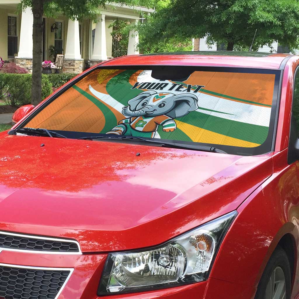 Custom Ivory Coast Football Auto Sun Shade Les Elephants Mascot - African Pride
