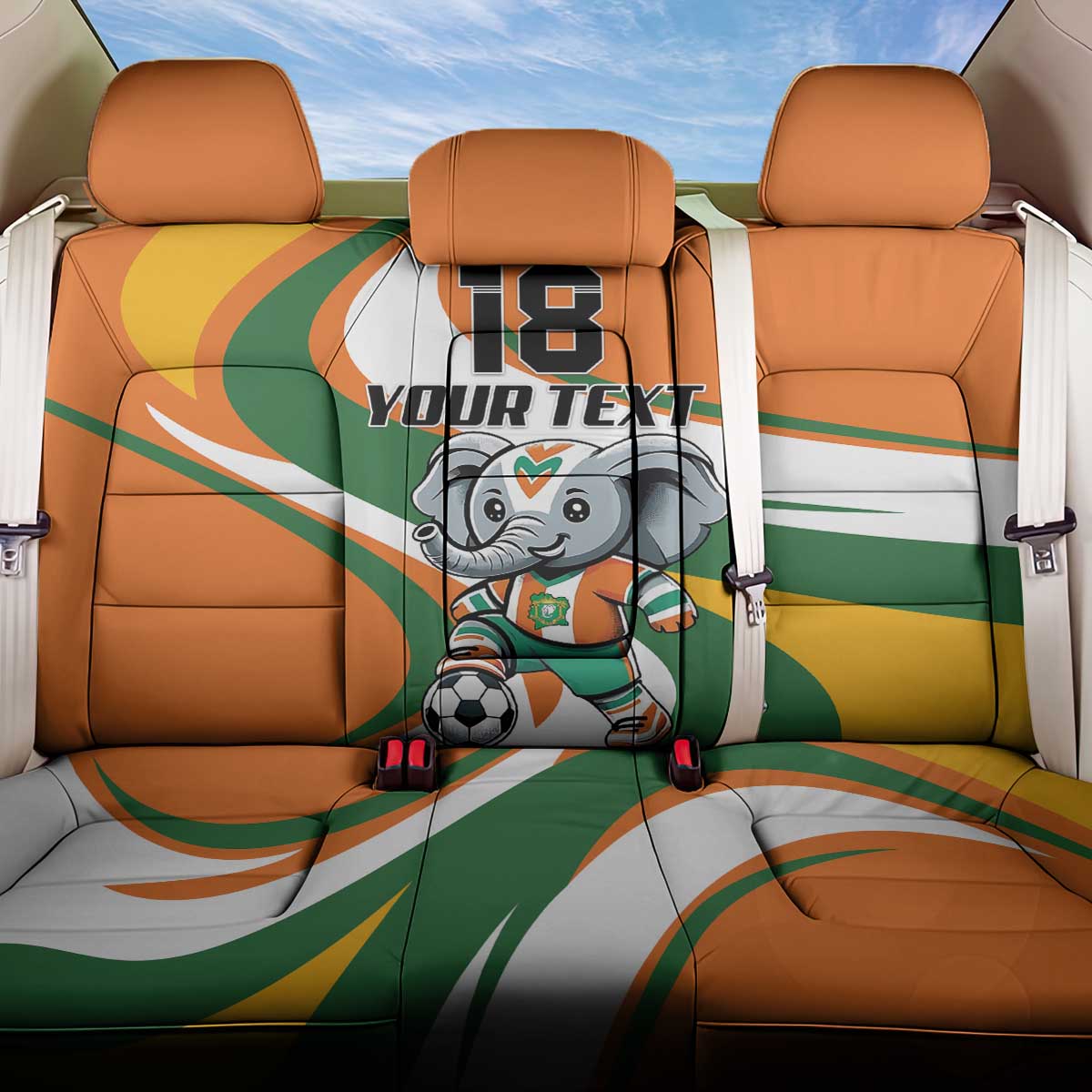 Custom Ivory Coast Football Back Car Seat Cover Les Elephants Mascot - African Pride
