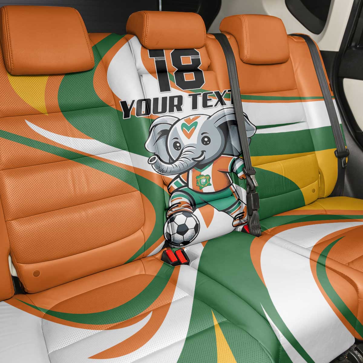 Custom Ivory Coast Football Back Car Seat Cover Les Elephants Mascot - African Pride