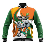 Custom Ivory Coast Football Baseball Jacket Les Elephants Mascot - African Pride