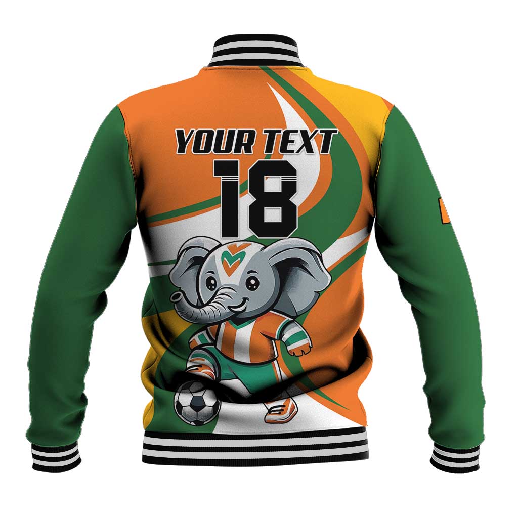 Custom Ivory Coast Football Baseball Jacket Les Elephants Mascot - African Pride